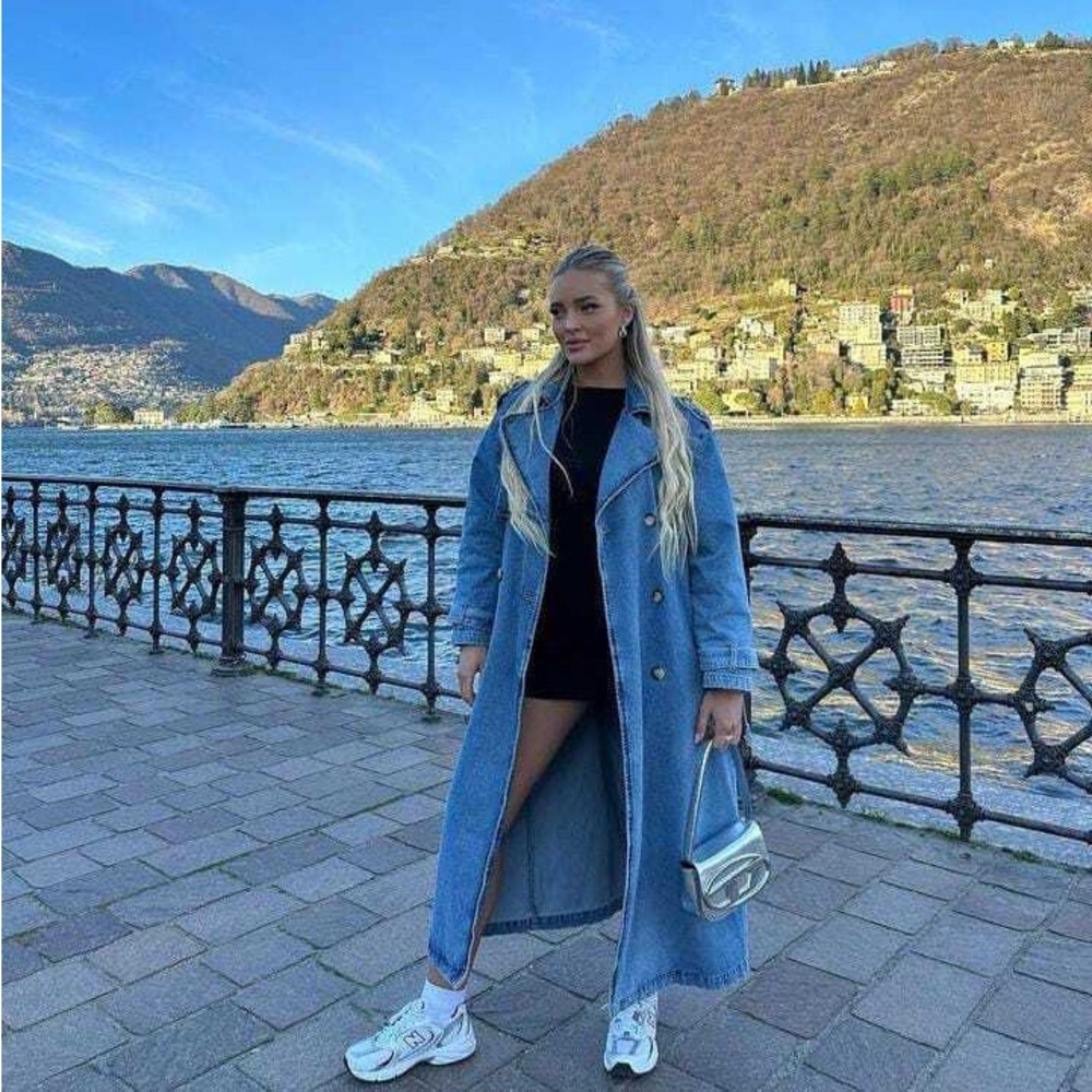 Zara Denim Trench Coat- Size M